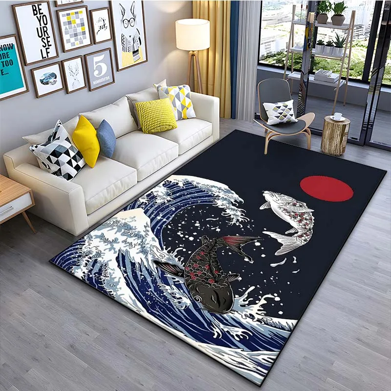 Japanese Home Textiles - Alfombra de arte japonés con ondas