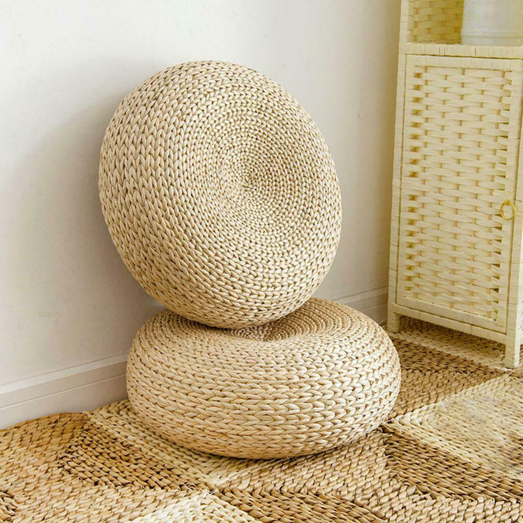 PUF redondo de paja Natural, c - Japanese Home Textiles reseña y precio