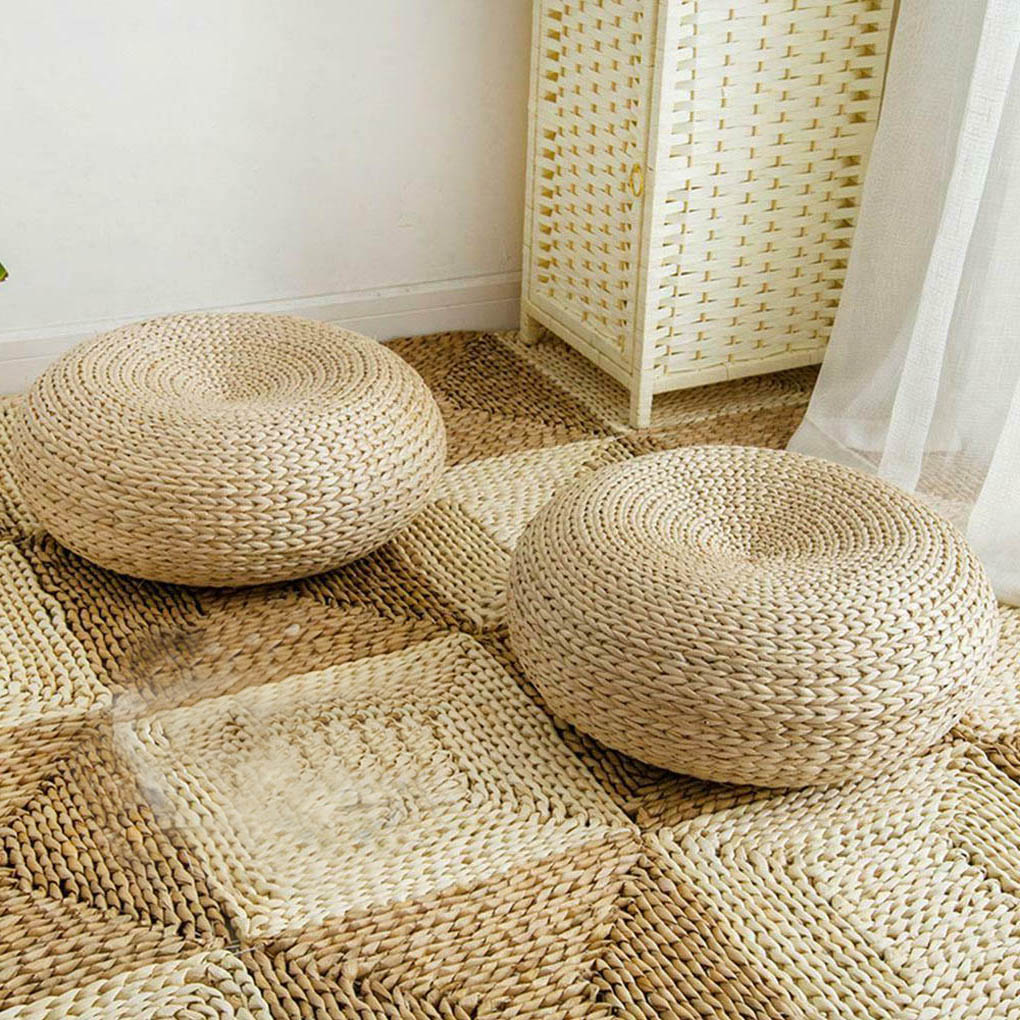 PUF redondo de paja Natural, c - Japanese Home Textiles reseña y precio