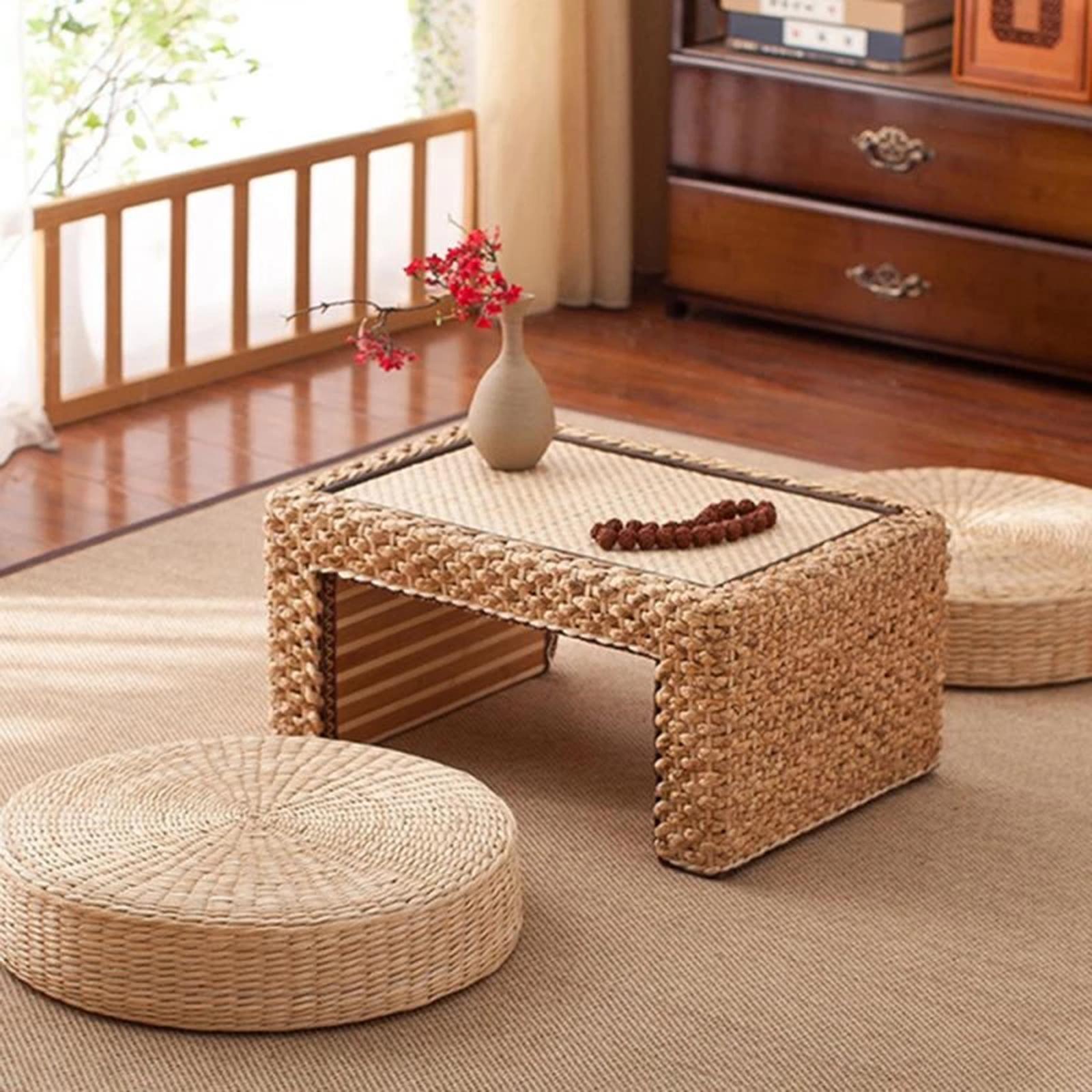 PUF redondo de paja Natural, c - Japanese Home Textiles reseña y precio