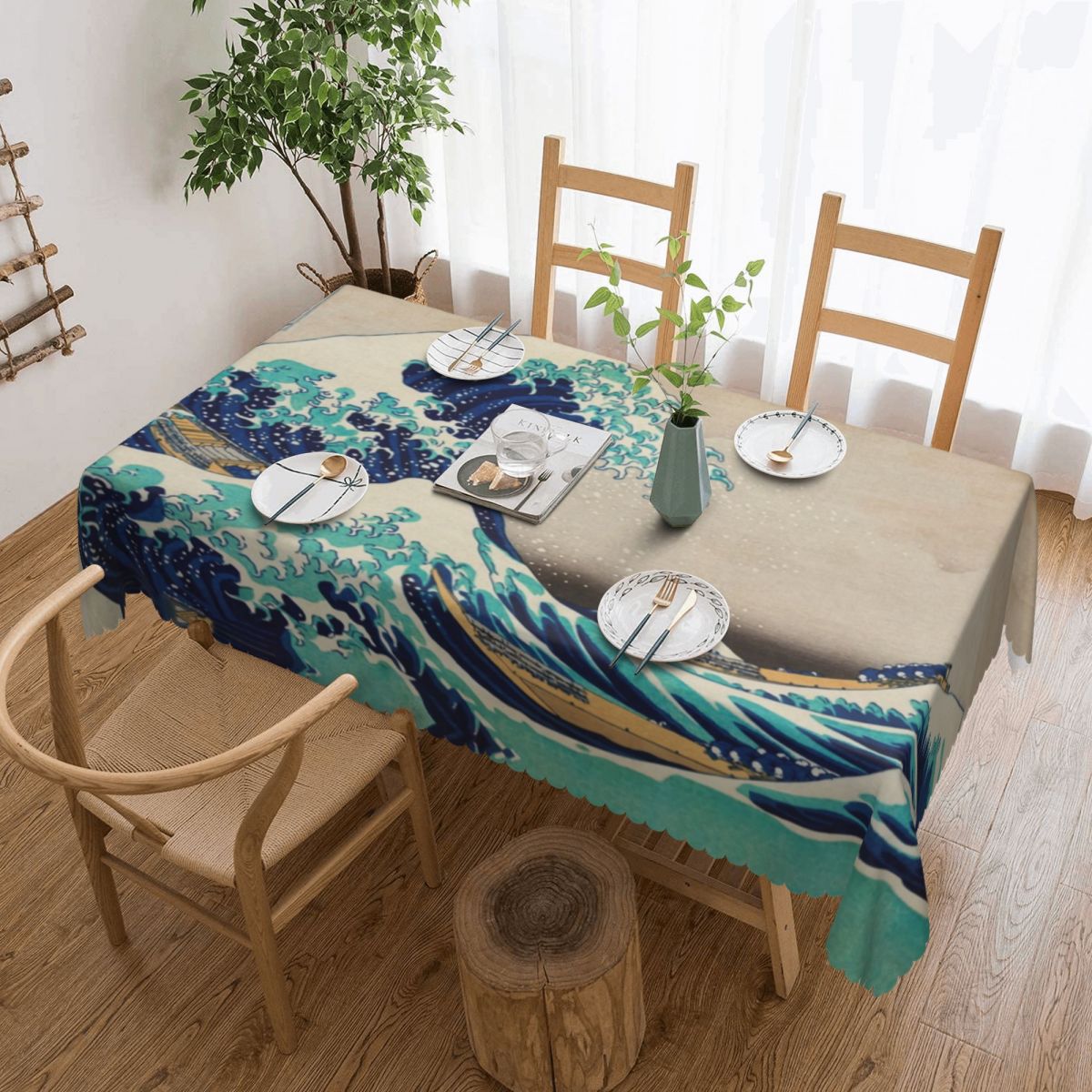 Great Wave Off-Mantel japonés  - Japanese Home Textiles reseña y precio